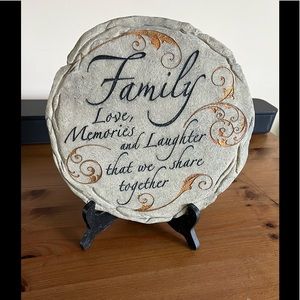 Family Stepping Stone with Good an Black Letters.